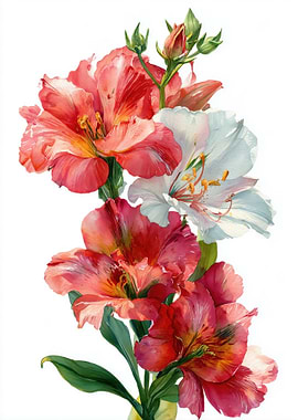 Watercolor Alstroemeria Flowers