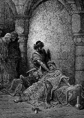 Emperor Alexius Poisoned and Strangled by Mourzoufle Gustave Dore Crusades Engraving