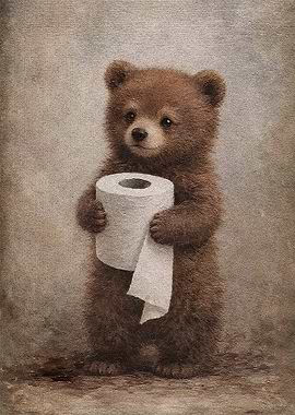 Bear Holding Toilet Paper