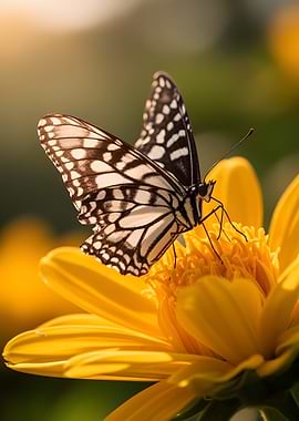 Butterfly on a Yellow Flower