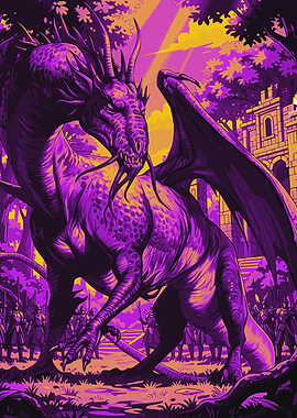 Dragon confronting an army