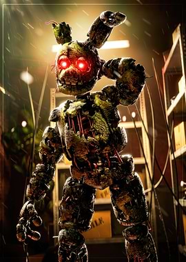 Scary Springtrap Animatronic in Warehouse