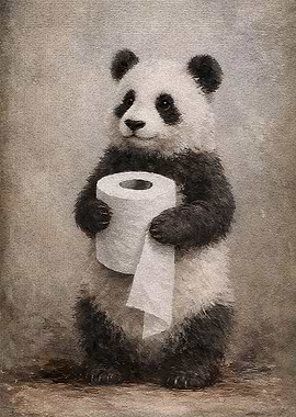 Panda Holding Toilet Paper