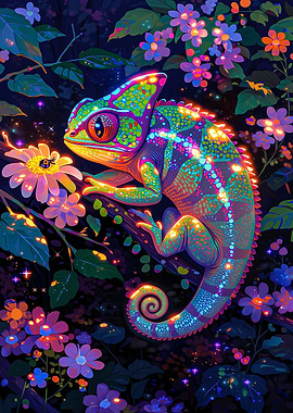 Chameleon in a Magical Garden