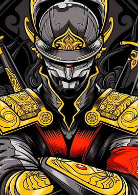 Samurai Warrior with Golden Armor