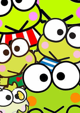 Cute Keroppi Characters Collage