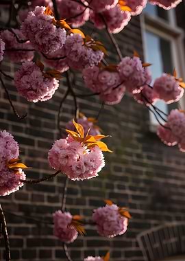 Pink Cherry Blossoms in Sunlight