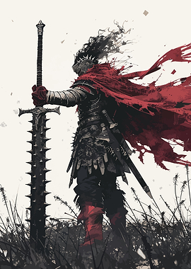 Knight with Spiked Sword and Red Cape