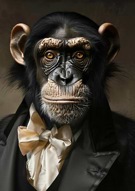 Chimpanzee in a Suit and Bow Tie