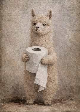 Llama Holding Toilet Paper