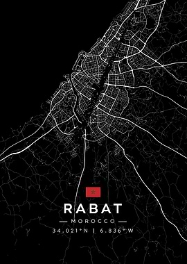 Rabat Morocco Map Art
