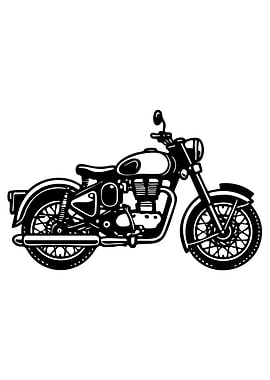 Black and White Motorcycle Illustration