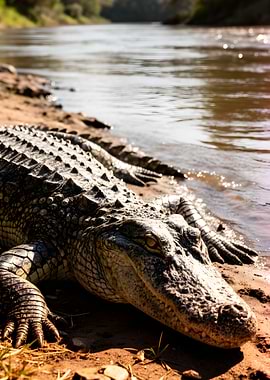 Alligator on Riverbank