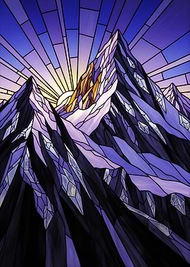 Stained Glass Mountain Sunrise