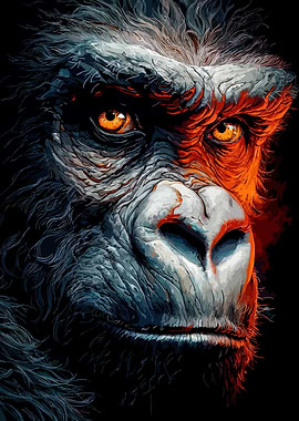 Close-up of a Fierce Gorilla Face