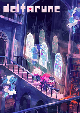 Deltarune Characters in a Grand Hall