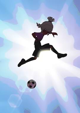 Anime girl playing soccer
