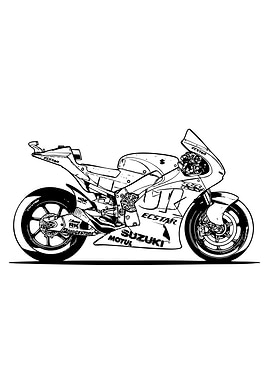 Suzuki Motorcycle Line Art