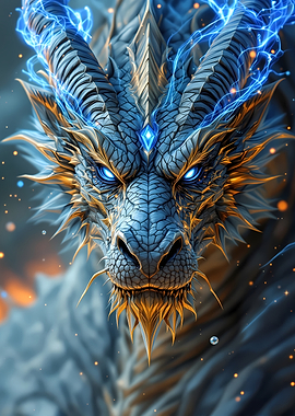 Majestic Blue Dragon Head
