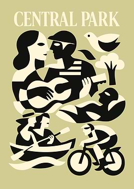Central Park Retro Poster