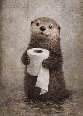 Otter Holding Toilet Paper