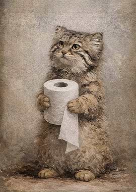 Cat Holding Toilet Paper