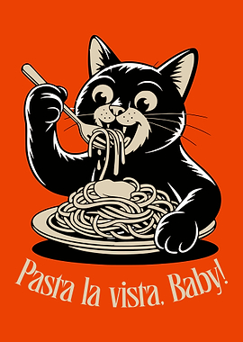Cat Eating Spaghetti