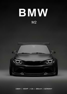sport Matte Black BMW M2 car poster