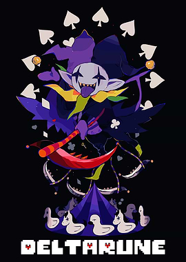 Jevil from Deltarune with Card Symbols