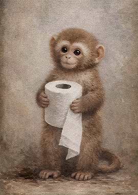 Monkey holding toilet paper