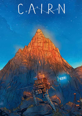 Astronaut on a mountain under starry sky