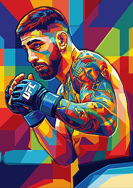 Ilia Topuria Colorful MMA Fighter Portrait