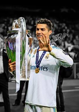 Cristiano Ronaldo holding Champions League trophy
