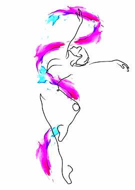 Dancer with Colorful Ribbons