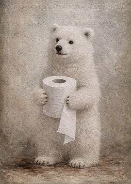 Polar Bear Holding Toilet Paper