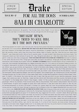 Drake 8 AM in Charlotte Newspaper