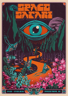 Space Safari Psychedelic Poster
