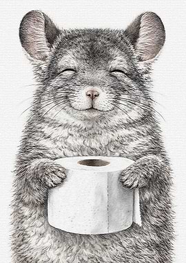 Chinchilla Holding Toilet Paper