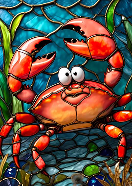 Stained Glass Crab Art