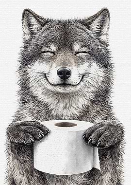 Wolf Holding Toilet Paper