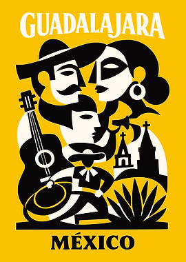 Guadalajara Mexico Vintage Poster