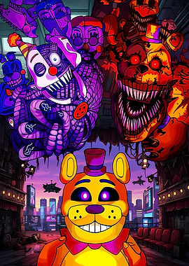 Five Nights at Freddy's Characters in Cityscape