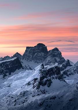 Snowy Mountains at Sunset