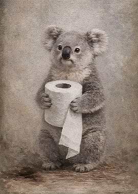 Koala Holding Toilet Paper