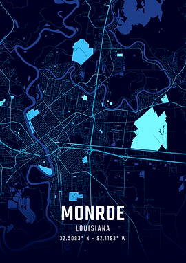 Monroe Louisiana Midnight City Map