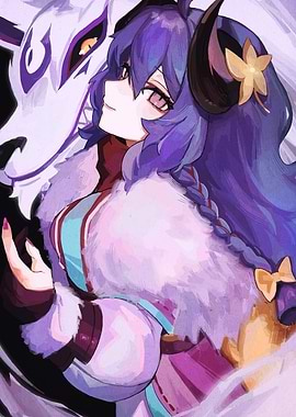Anime girl with wolf spirit
