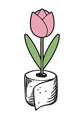 Tulip growing from toilet paper
