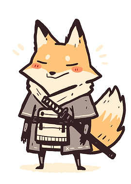 Cute Fox Samurai with Katana