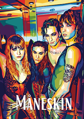 Måneskin Pop Art Portrait