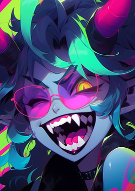 Neon Demon Girl with Horns